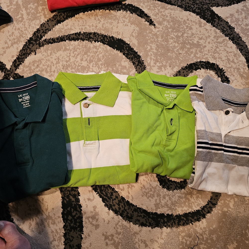 The Children's Place Polo Shirt Set - Dark Green, Lime Green, White, Gray